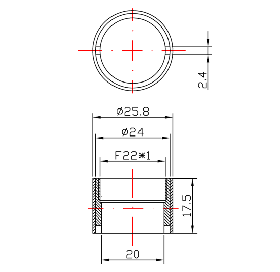 F22 Female thread vandal proof outer shell