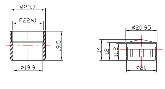 water saving aerator with Female thread shell drawing